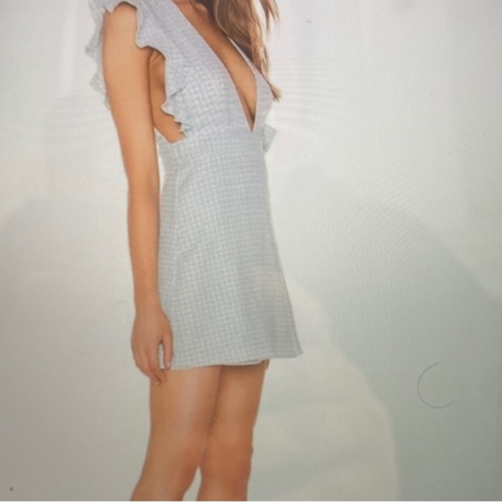 Majorelle Teddy Dress in Baby Blue Check